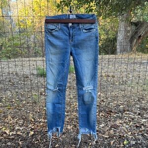 Hudson Jeans Distressed Ankle Crop in Blue